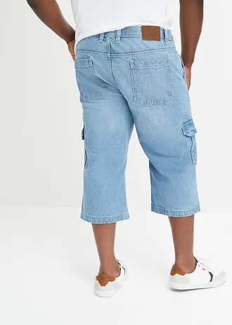 3/4 strečové cargo džíny Regular Fit, Straight, barva: ledově modrý denim