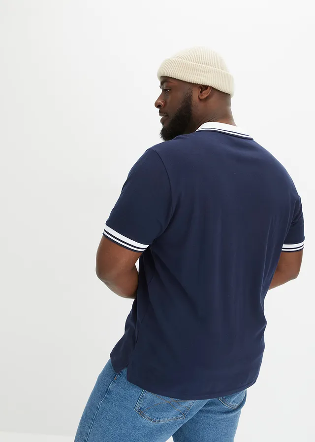 Piqué poloshirt van biologisch katoen, Kleur: donkerblauw