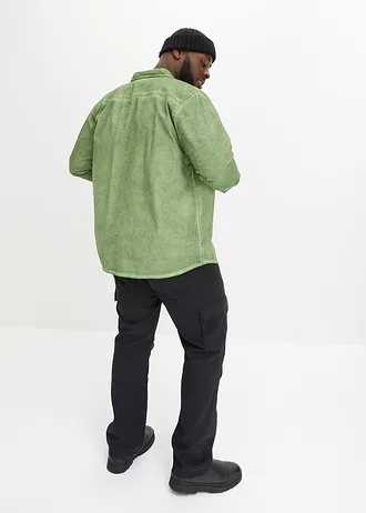 Košile s dlouhým rukávem a sepraným vzhledem, z čisté bavlny, barva: matně mechová used