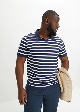 Polo tričko s organickou bavlnou, barva: tmavě modrá s proužky