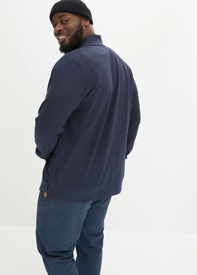 Sweatvest met opstaande kraag, Kleur: donkerblauw