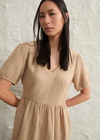 Oversize šaty z bavlněného mušelínu • světlá khaki • bonprix obchod