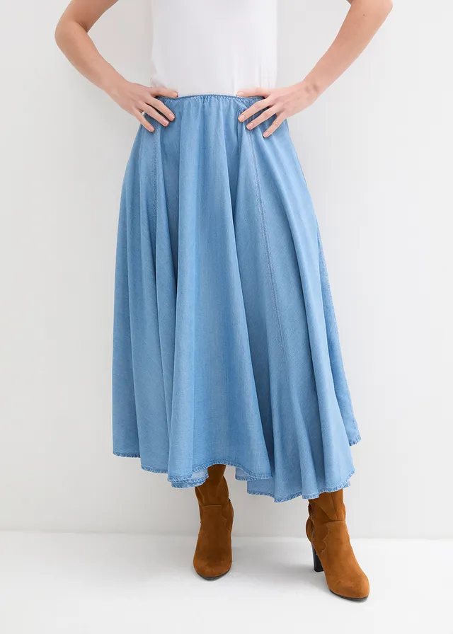 Jupe en jean, taille haute et élastiquée