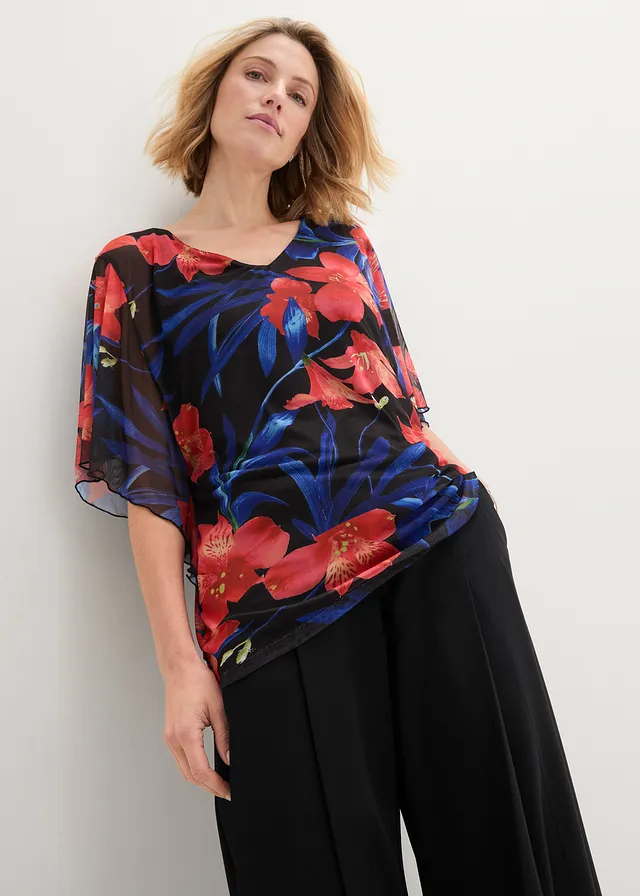 Shirt tuniek van mesh, Kleur: multicolour gebloemd