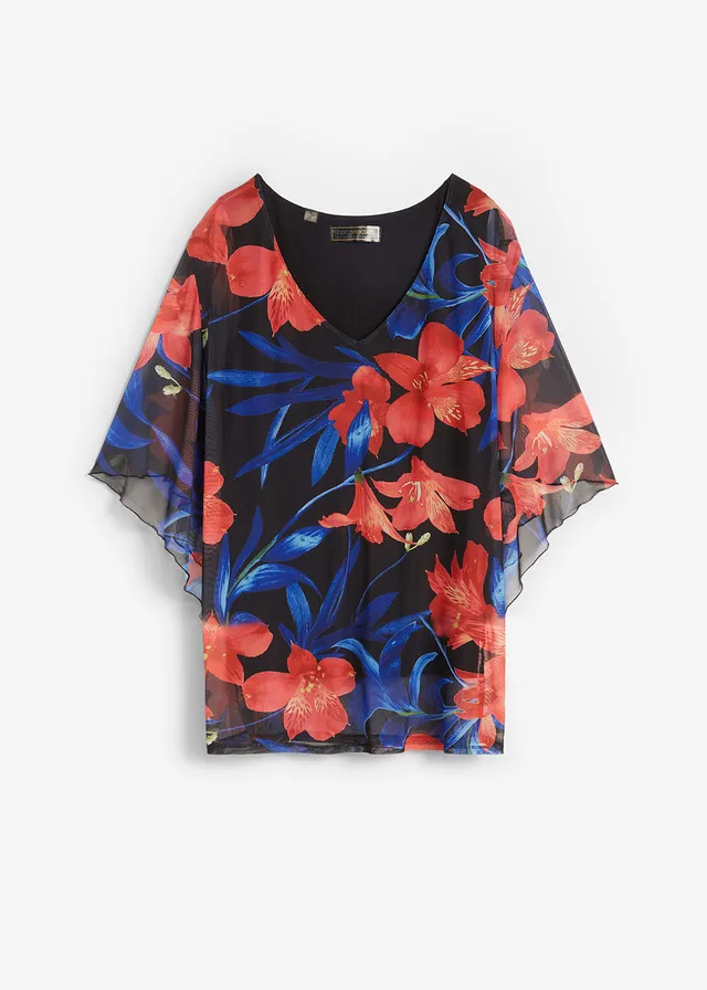 Shirt tuniek van mesh, Kleur: multicolour gebloemd