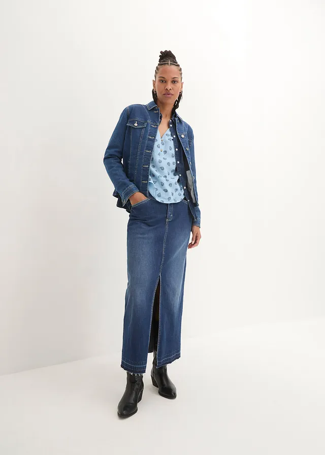 Oversized blouse van luchtige mousseline lichtblauw