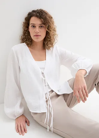 Boléro en gaze de coton • blanc • Boutique bonprix