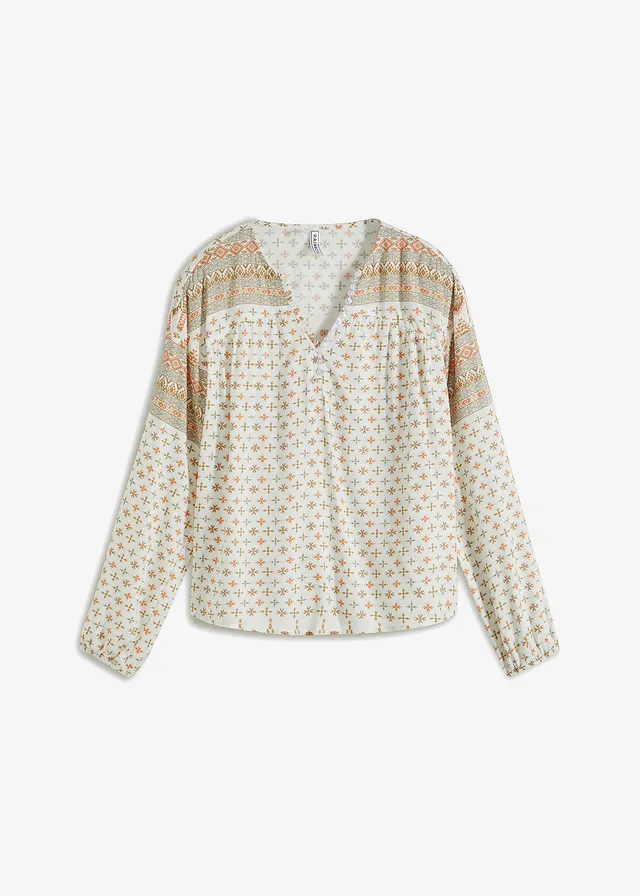 Blouse van soepele viscose • wolwit gedessineerd • bonprix online shop