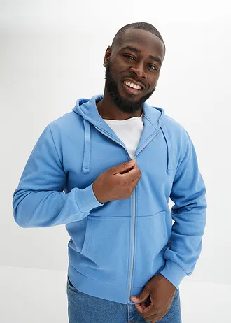 Hoodie met ritssluiting, Kleur: kristalblauw