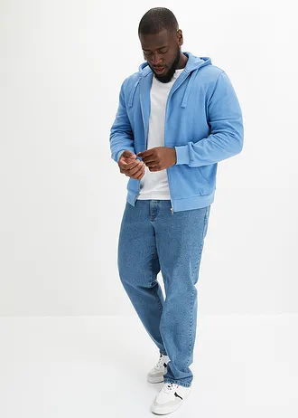 Sweat zippé à capuche, regular, Couleur: bleu cristal