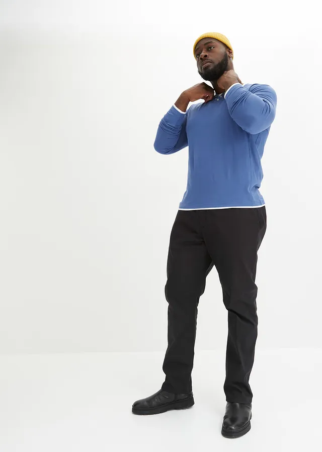 2-in-1 longsleeve (set van 2), Kleur: lichtindigo+grijsgroen