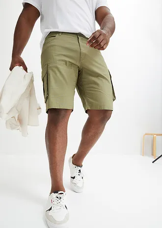 Stretch cargo bermuda, regular fit, Kleur: olijfgroen
