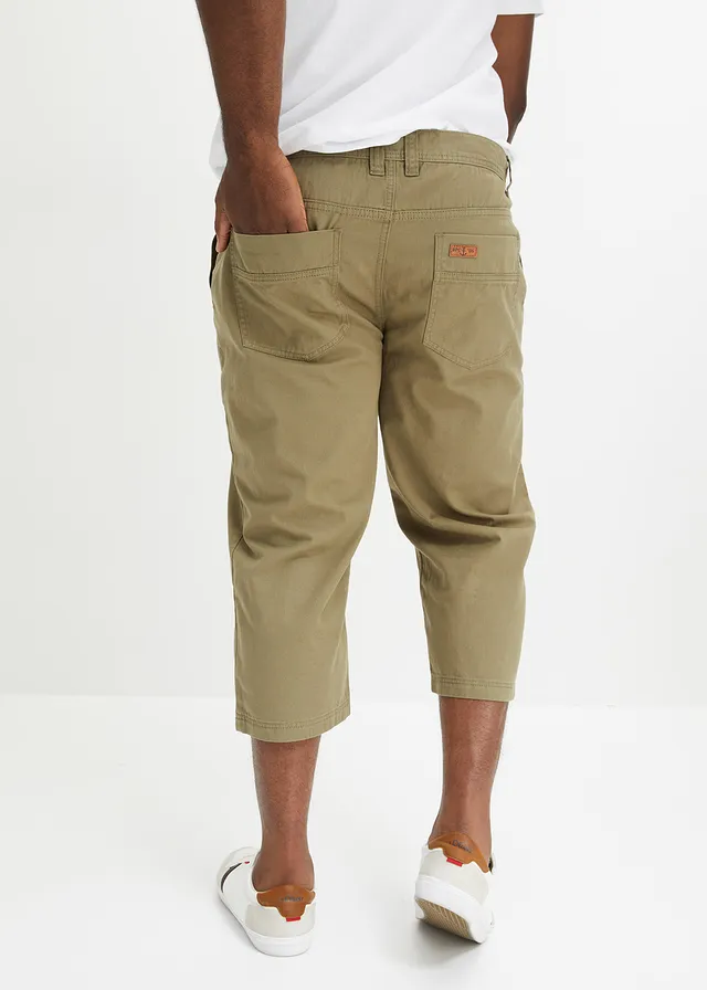 Lange bermuda met opgestikte zakken, regular fit, Kleur: olijfgroen