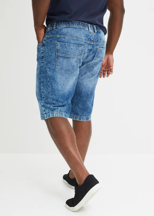Licht stretch jeans instap bermuda , slim fit, Kleur: blauw denim