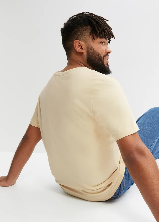 T-shirt van biologisch katoen, Kleur: beige
