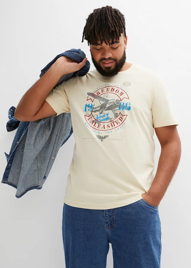 T-shirt van biologisch katoen, Kleur: beige