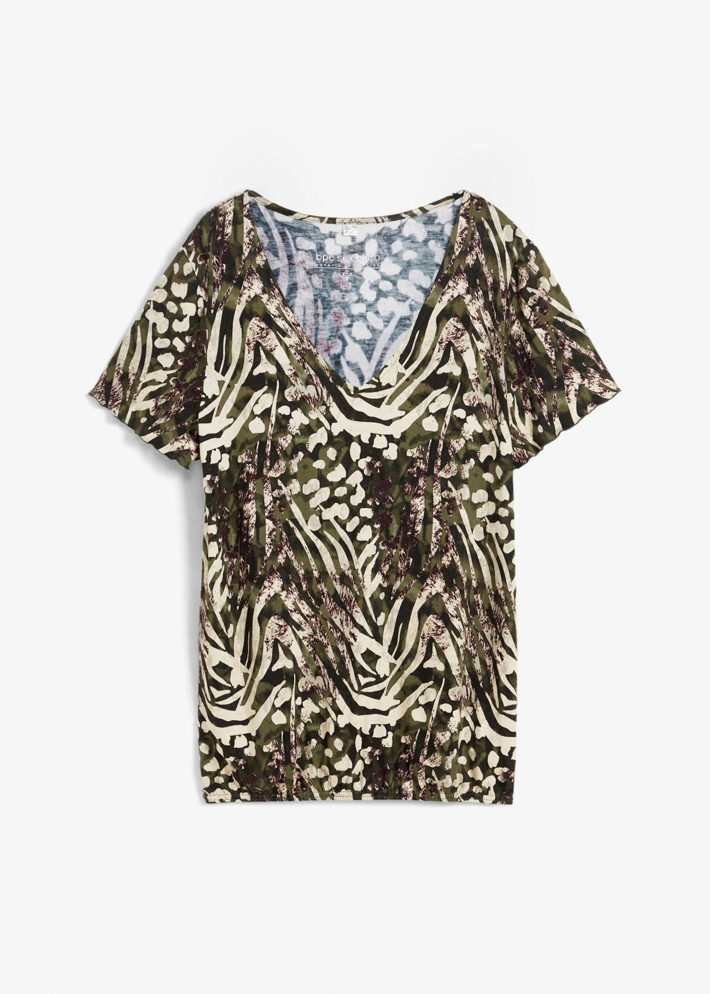 Shirt met een elastisch band • taupe luipaardprint • bonprix online shop