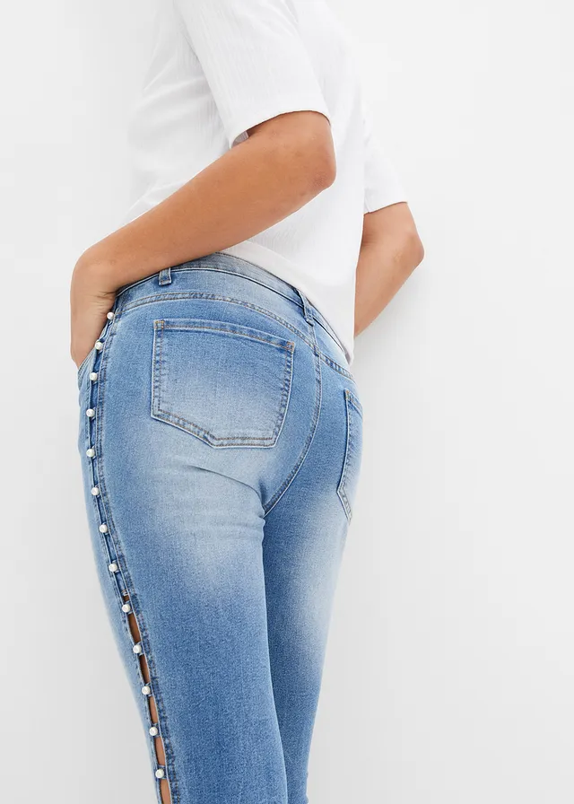 Skinny jeans mid waist, stretch • blauw denim • product-page.page-title-suffix