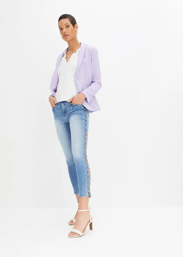Skinny jeans mid waist, stretch • blauw denim • product-page.page-title-suffix