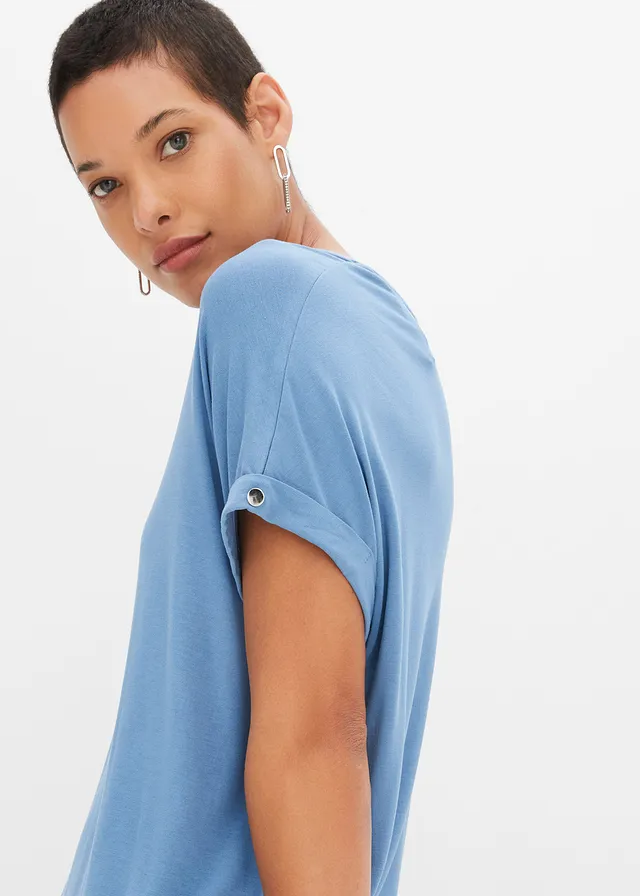 T-shirt en viscose fluide • bleu mat • product-page.page-title-suffix
