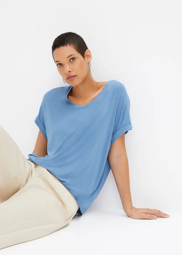 Shirt van vloeiende viscosemix • mat blauw • product-page.page-title-suffix
