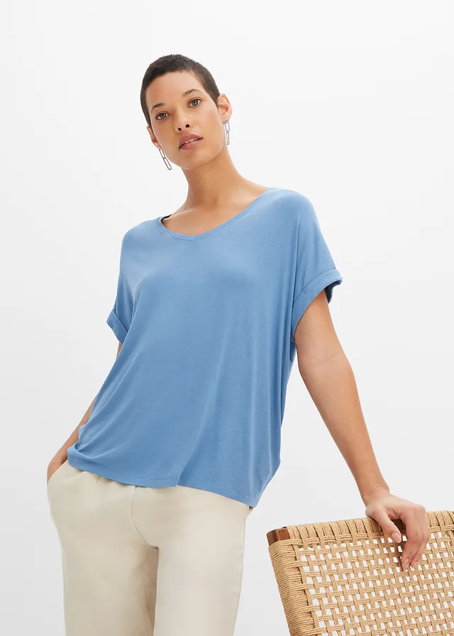 Shirt van vloeiende viscosemix • mat blauw • product-page.page-title-suffix