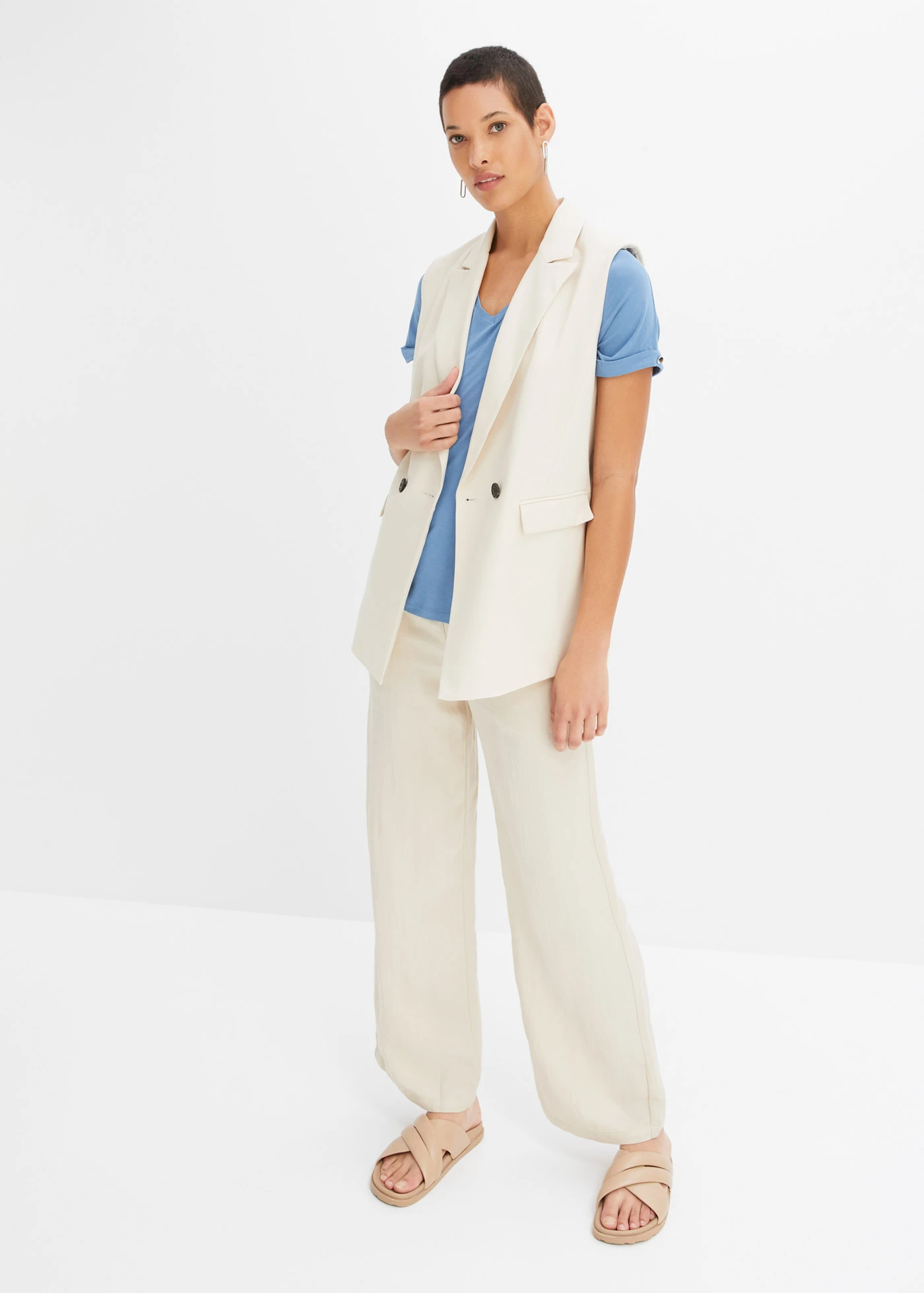 T-shirt en viscose fluide • bleu mat • Boutique bonprix