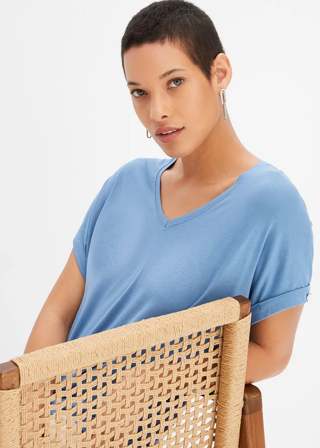 T-shirt en viscose fluide • bleu mat • product-page.page-title-suffix