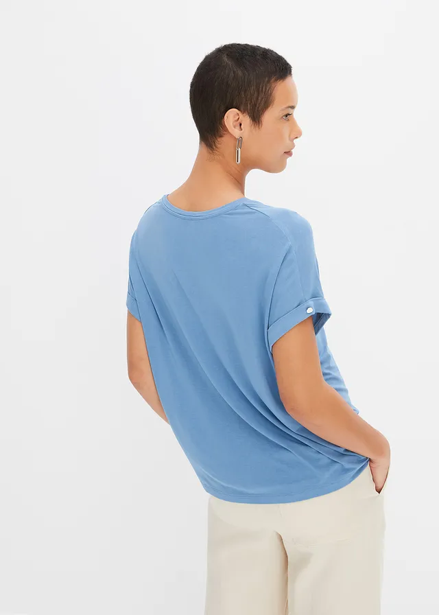 Shirt van vloeiende viscosemix • mat blauw • product-page.page-title-suffix