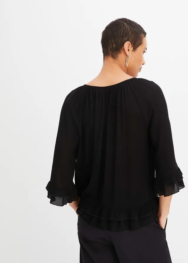 Tuniek met borduursel, Kleur: zwart