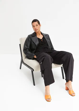 Tuniek met borduursel, Kleur: zwart