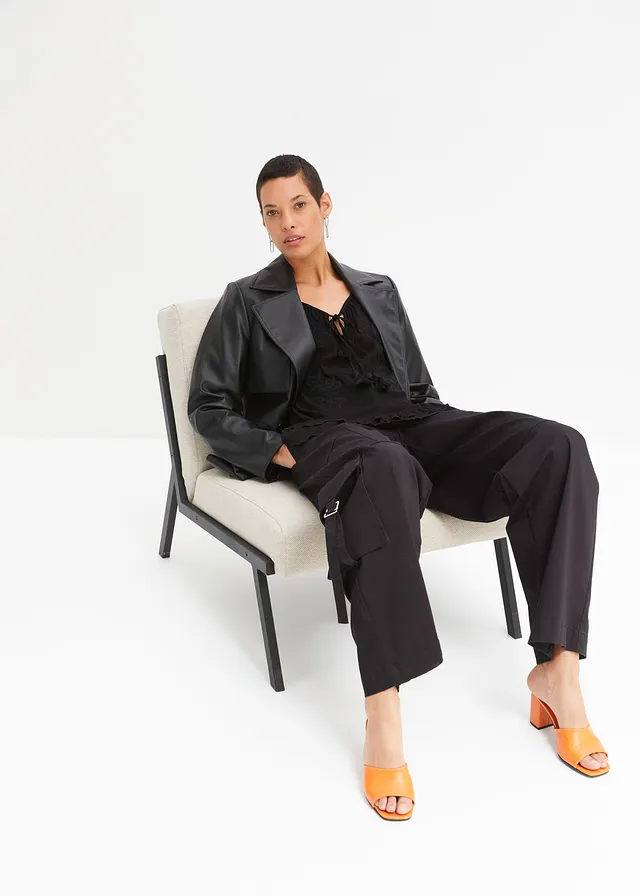 Tuniek met borduursel, Kleur: zwart