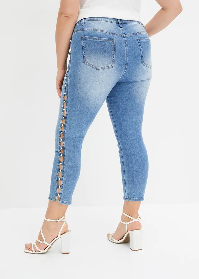 Jean skinny taille mi-haute, extensible, Couleur: bleu denim