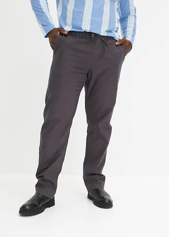 Regular fit chino instapbroek met linnen, straight, Kleur: leigrijs