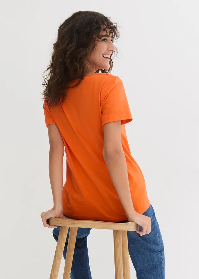 T-shirt van biologisch katoen, Kleur: warm oranje