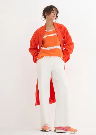 Batik shirt van biologisch katoen, halflange mouw • warm oranje-wit gedessineerd • bonprix online shop