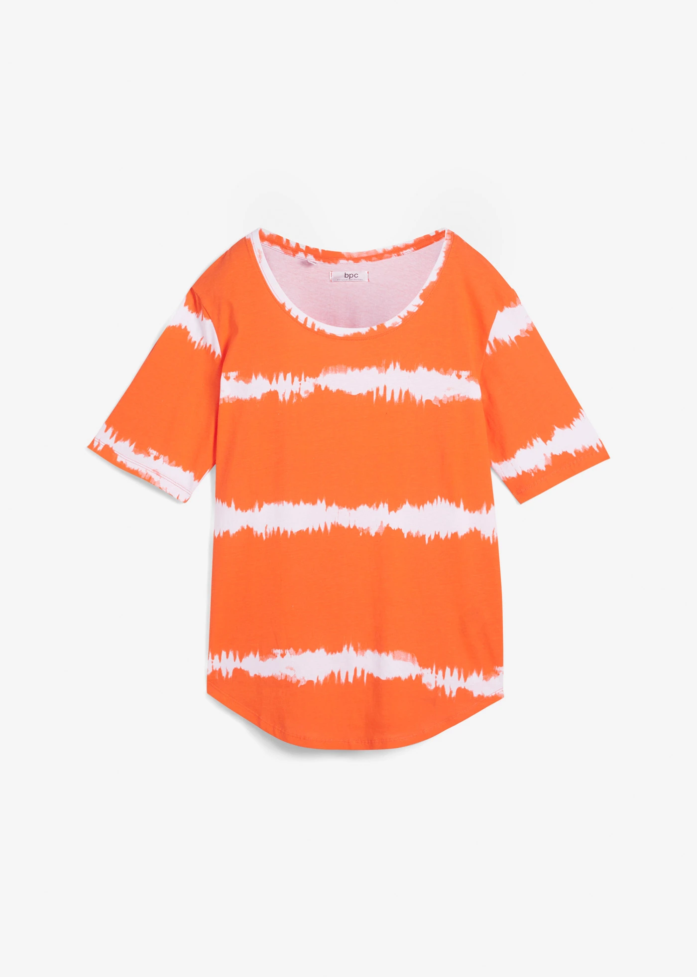 Batik shirt van biologisch katoen, halflange mouw • warm oranje-wit gedessineerd • bonprix online shop