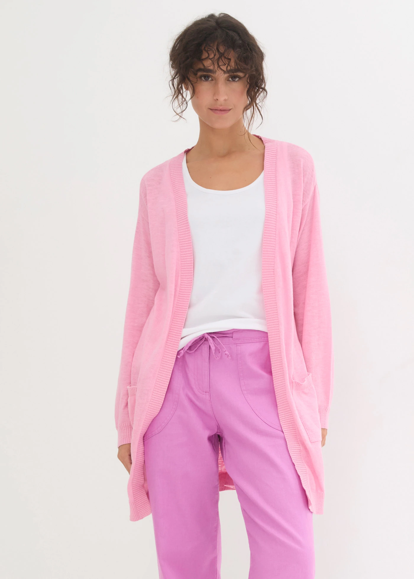 Fijn gebreid vest van katoen • roze • bonprix online shop