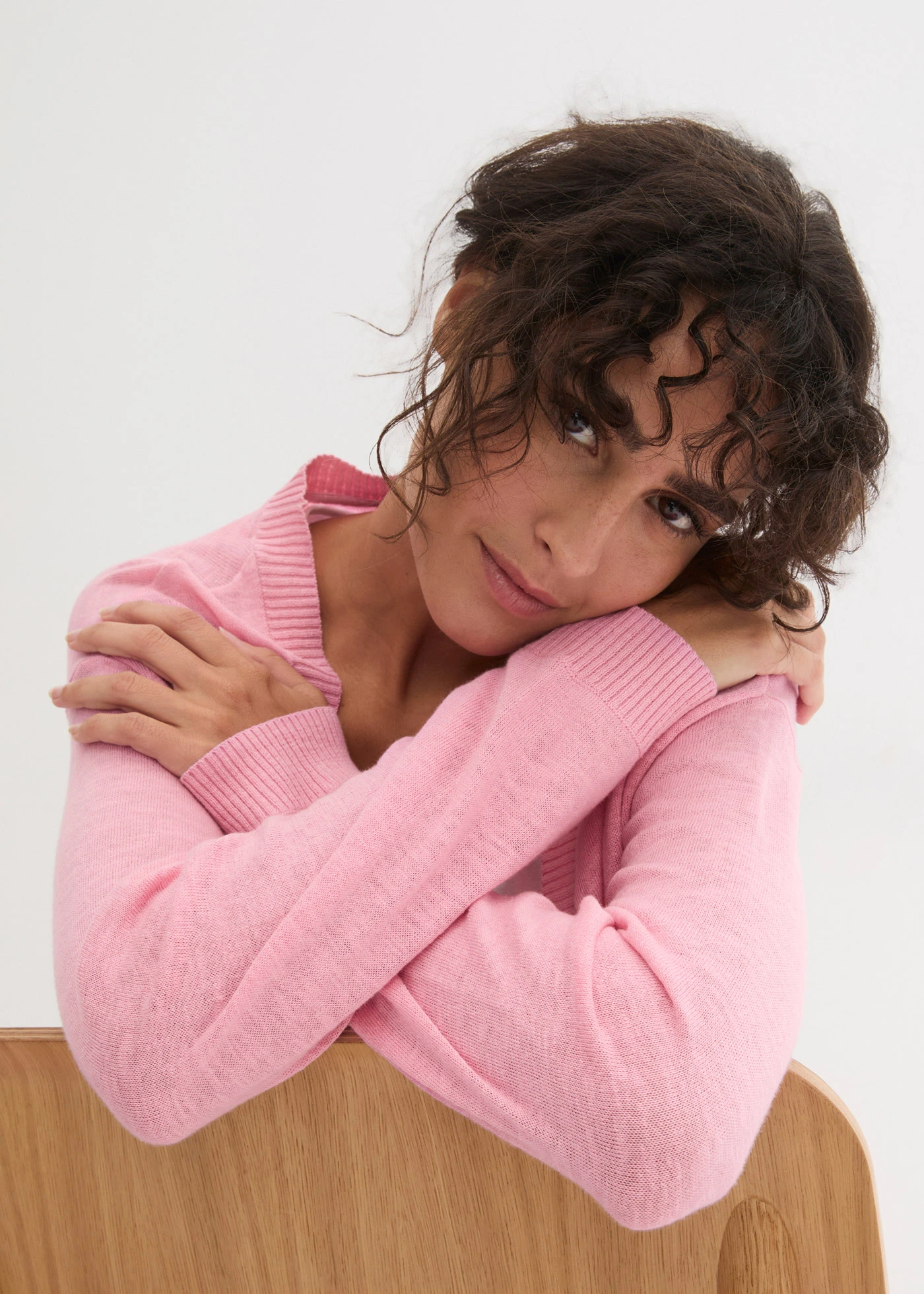 Fijn gebreid vest van katoen • roze • bonprix online shop