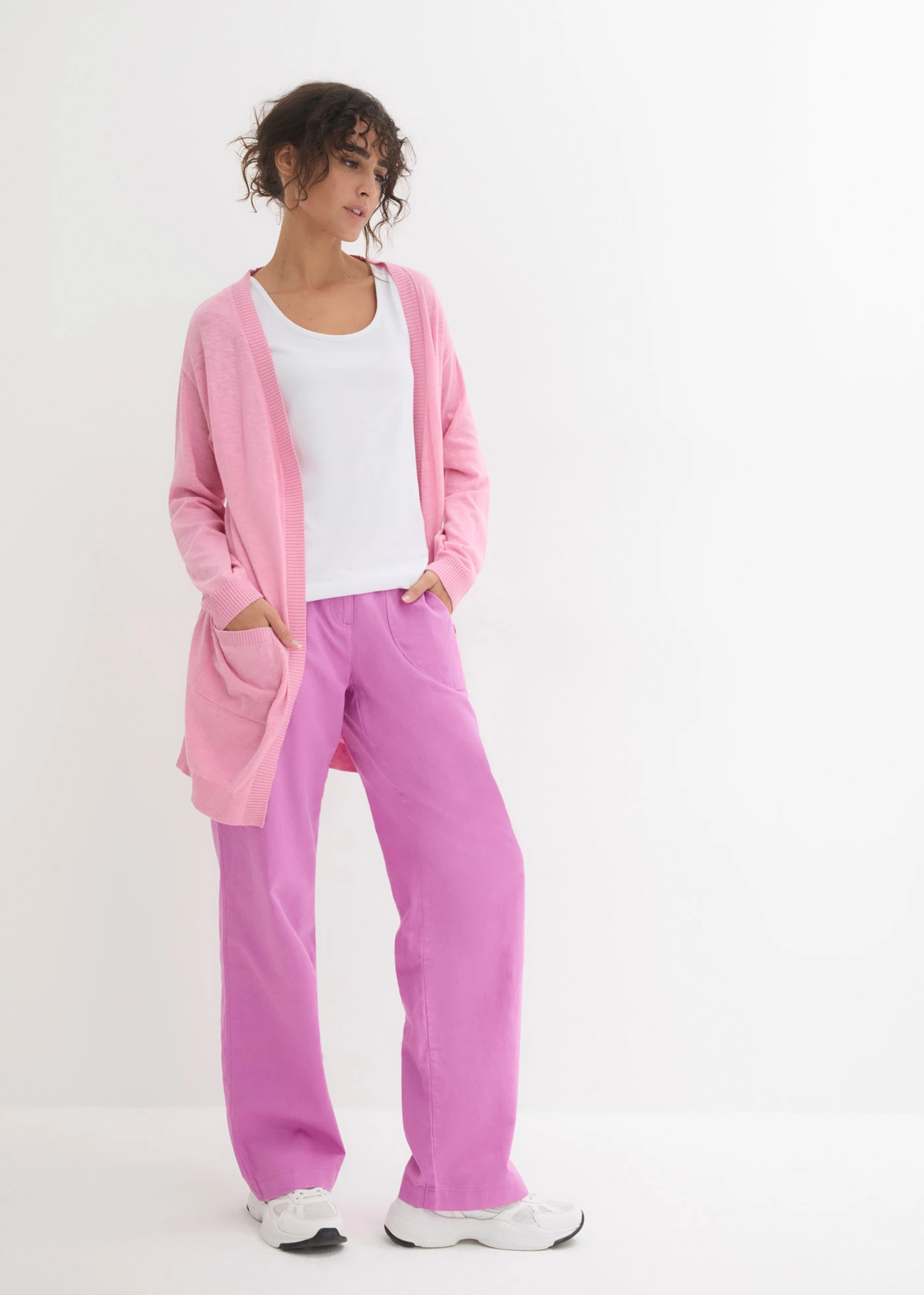 Fijn gebreid vest van katoen • roze • bonprix online shop