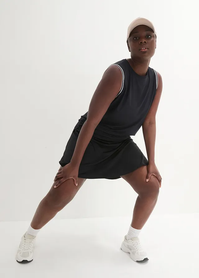 Sneldrogende sportrok met geïntegreerde biker short, Kleur: zwart