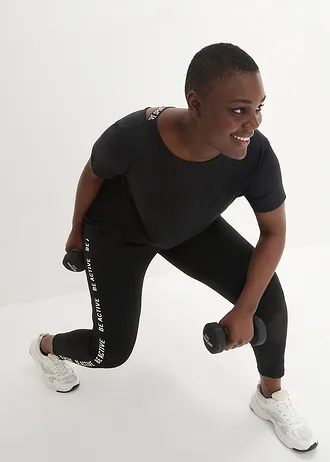 Dlouhé sportovní triko s výstřihem na zádech, barva: černá