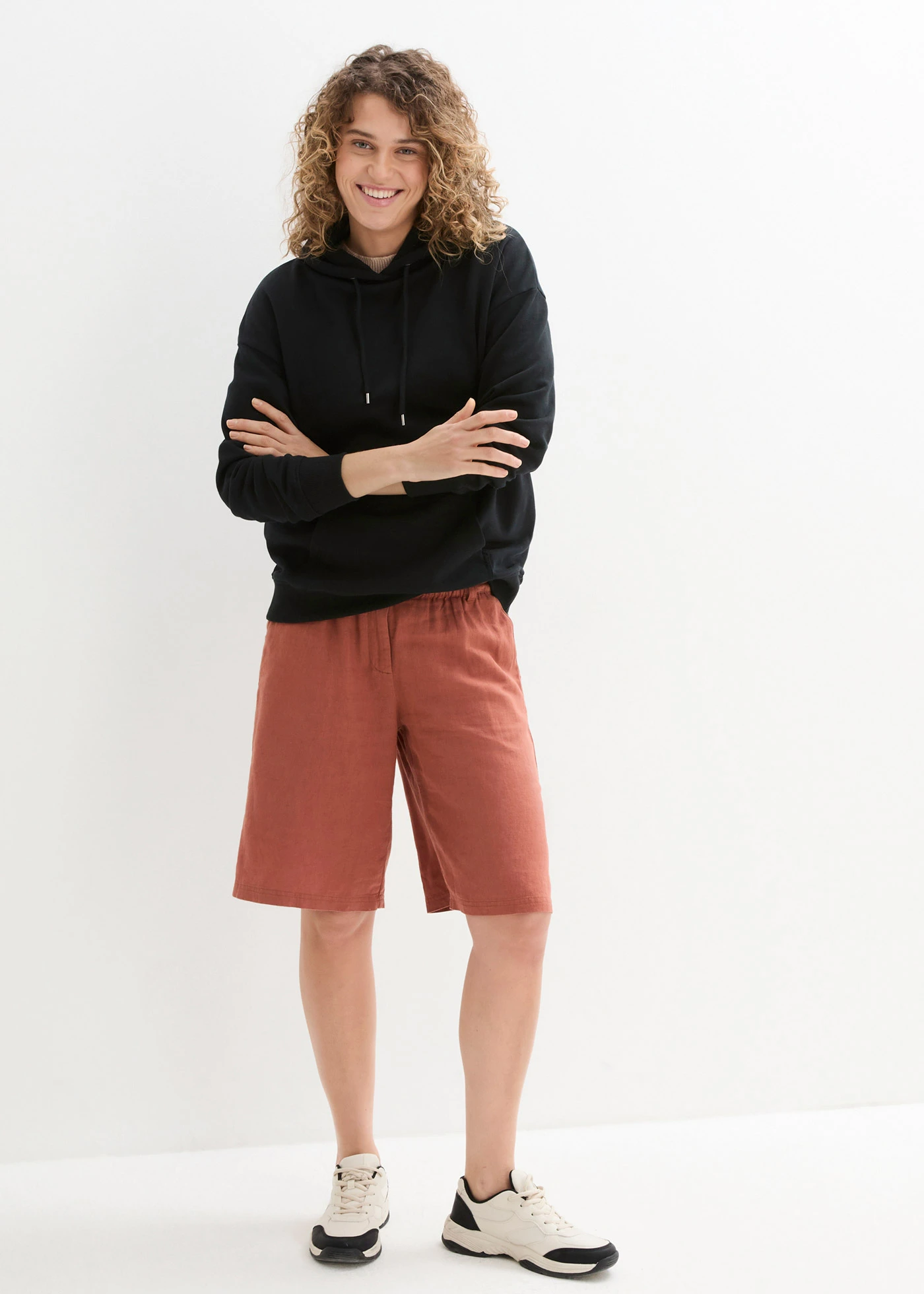 Bermuda met linnen • kastanjebruin • bonprix online shop