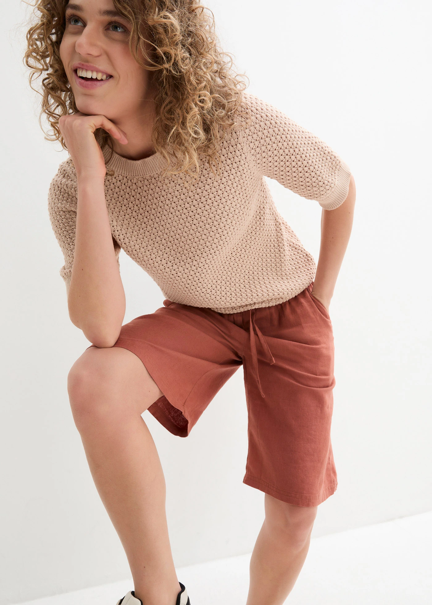 Bermuda met linnen • kastanjebruin • bonprix online shop