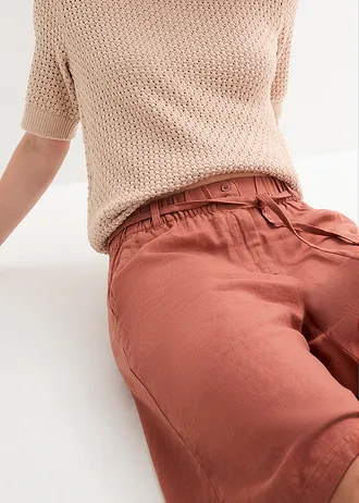 Bermuda met linnen • kastanjebruin • bonprix online shop