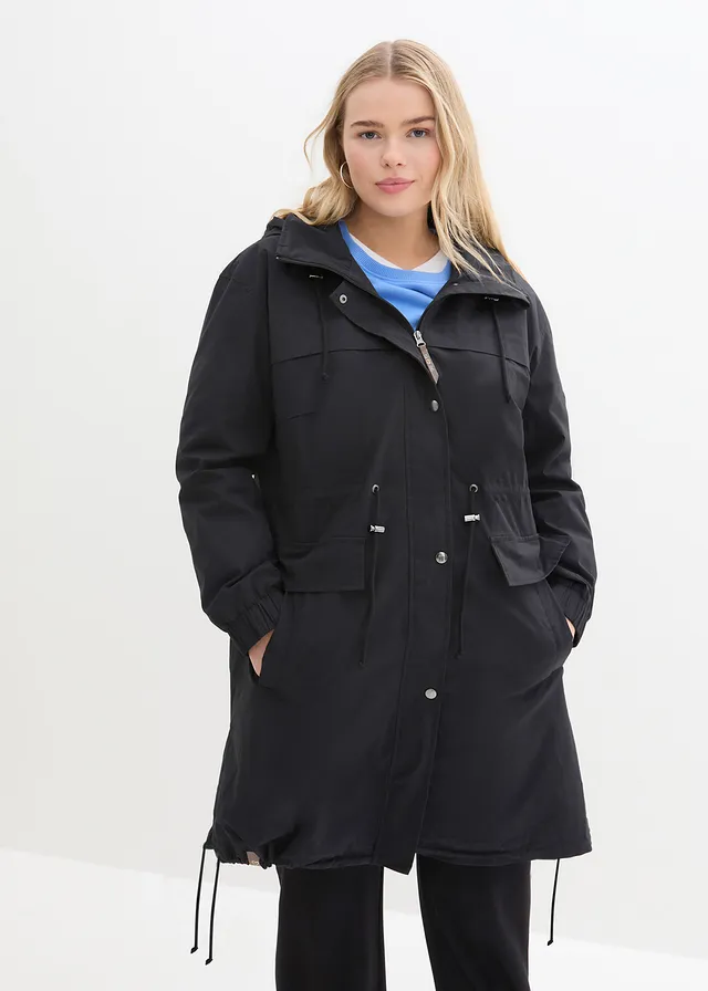 Parka-trench avec grandes poches, Couleur: noir