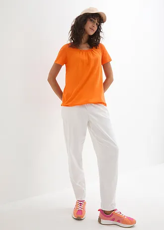 Katoenen shirt, korte mouw, Kleur: warm oranje