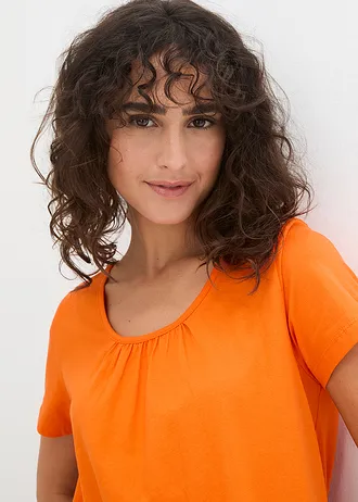 Bluză cu mâneci scurte, 100% din bumbac • oranj cald • magazin bonprix