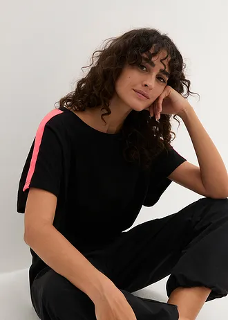 T-shirt z neonowymi paskami • czarny • sklep bonprix