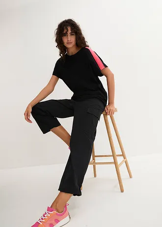 T-shirt z neonowymi paskami • czarny • sklep bonprix